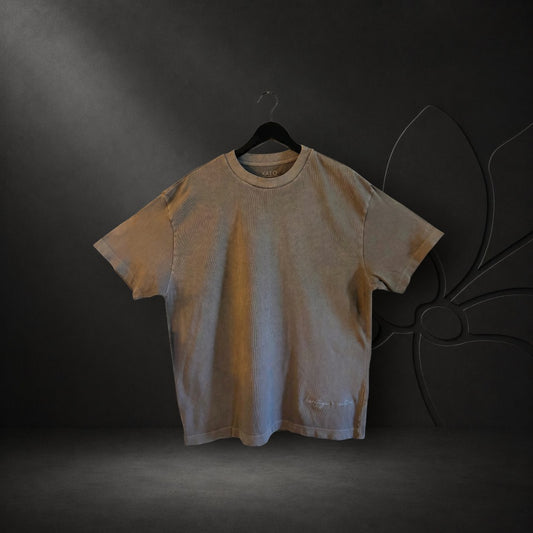 KA'EO Apparel charcoal oversized heavyweight cotton t-shirt with embroidered heritage + culture detail on hem